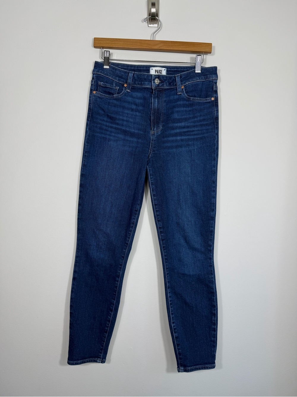 PAIGE Hoxton Crop High Rise Skinny Jeans Dark Wash Stretch Denim Size 29